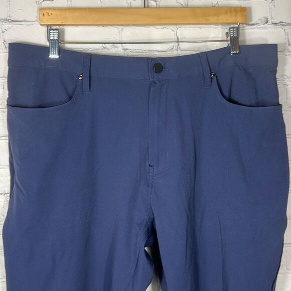 01.Algo Pants Mens 38 Blue Golf Chino Performance Stretch Nylon - Picture 2 of 11